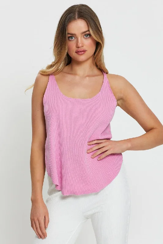 Pink Knit Top V-Neck garde