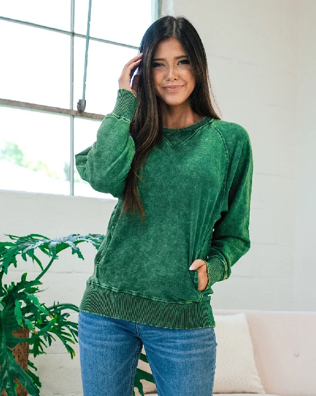 Girlfriend Crewneck Sweatshirt - Ash Dark Green garde