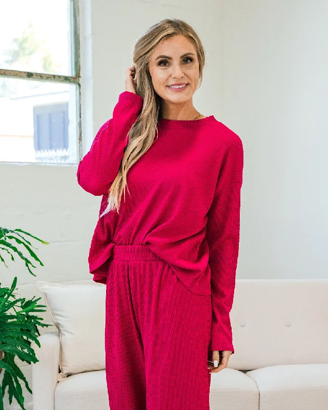 Brandi Textured Ribbed Flowy Top - Magenta FINAL SALE Refined Women's Velvet