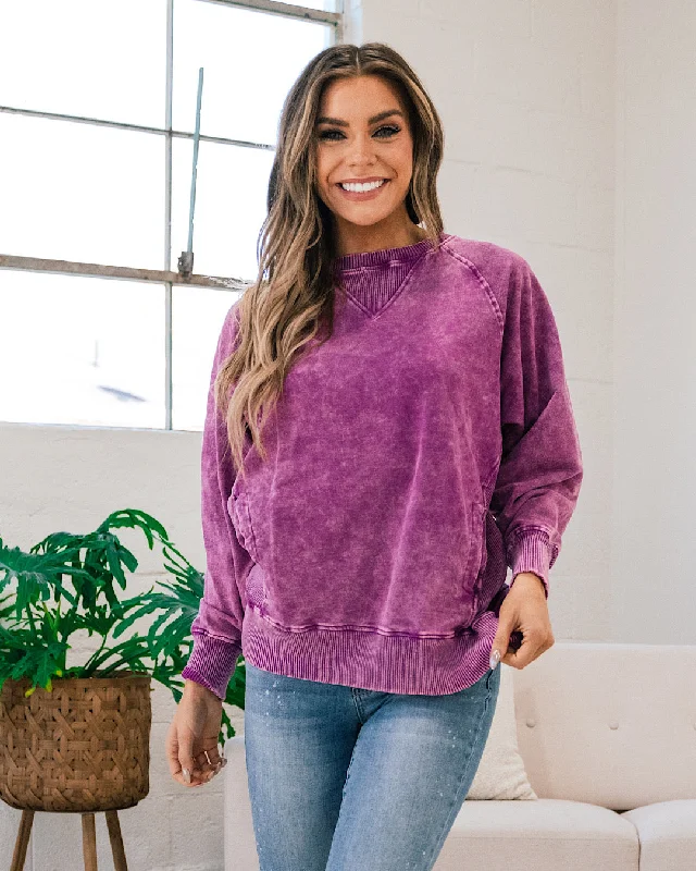 Girlfriend Crewneck Sweatshirt - Ash Light Plum Feminine Women's Style 