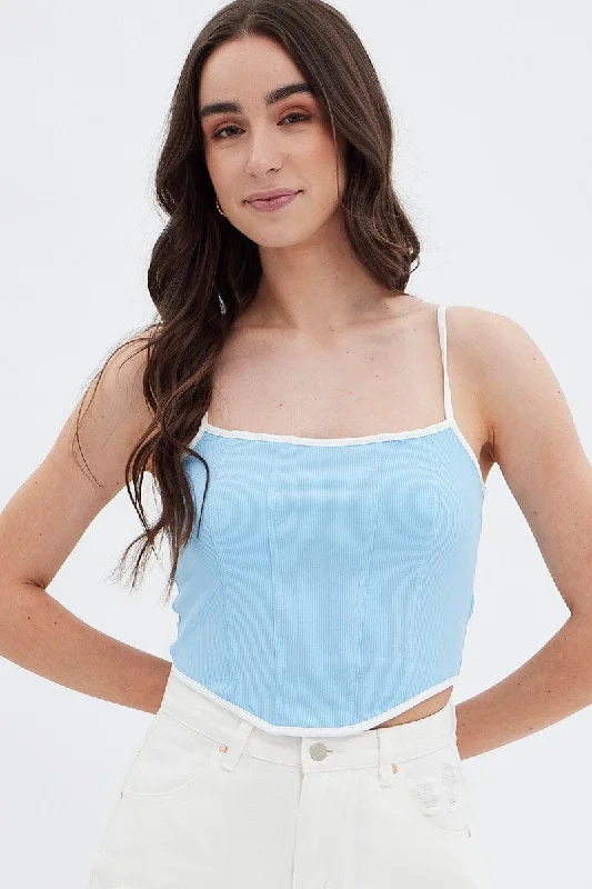 Blue Pinch Scarf Crop Top Classic Women's Pin - striped