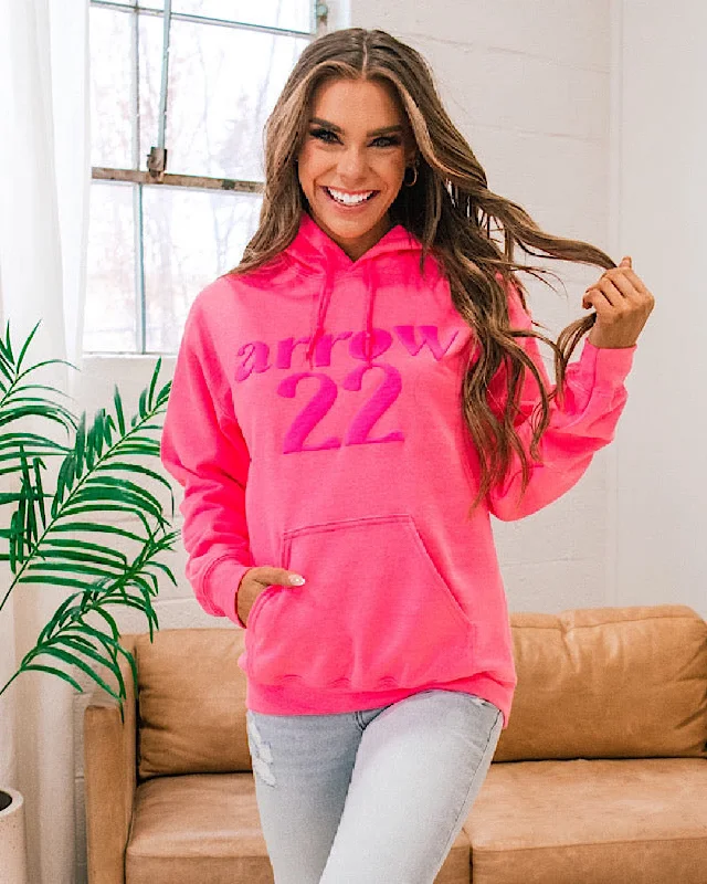 Arrow 22 Neon Pink Hoodie Trendy Women's Oversized