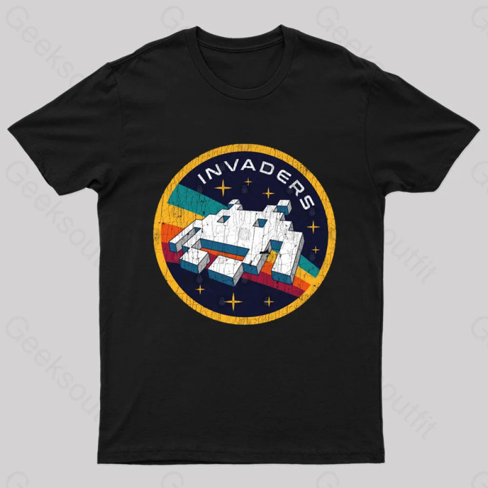 Invaders Video Game Space Patch Nerd T-Shirt