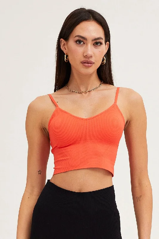 Orange Crop Singlet Top Seamless Street