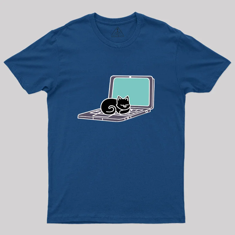 Cat Sleeping on Laptop T-Shirt Australian Beach