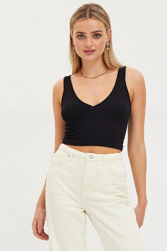 Black Tank Top Sleevelss Seamless Dynamic Women's Moto
