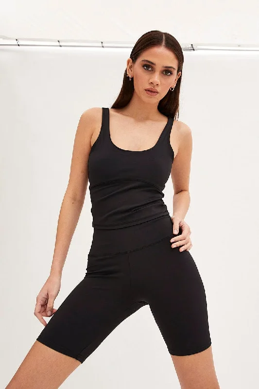 Black Tank Top Sleeveless Underseam Activewear