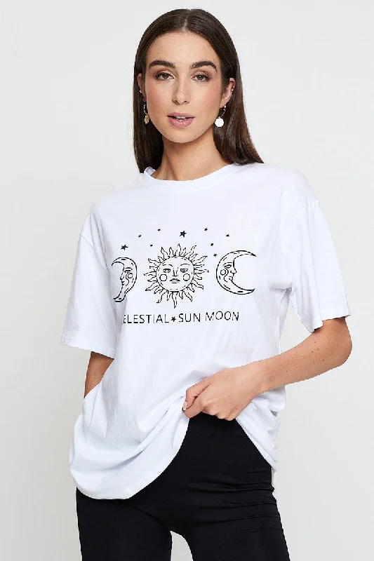 White Graphic T Shirt Short Sleeve