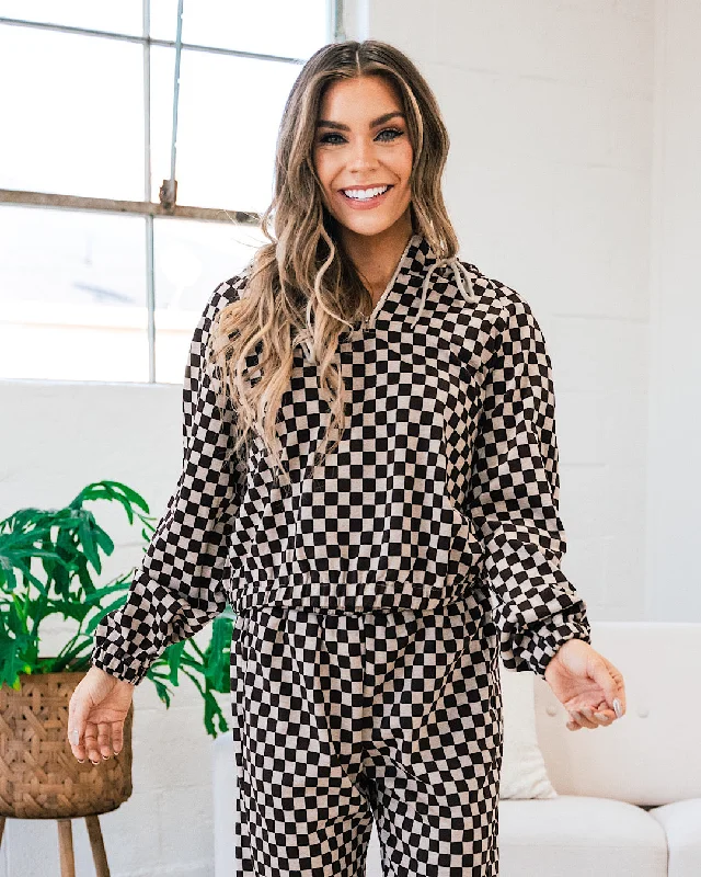 You Got Me Checkered Half Zip Hoodie FINAL SALE Luxurious Women's High -  end