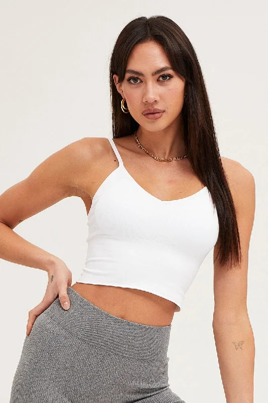 White Crop Top Seamless