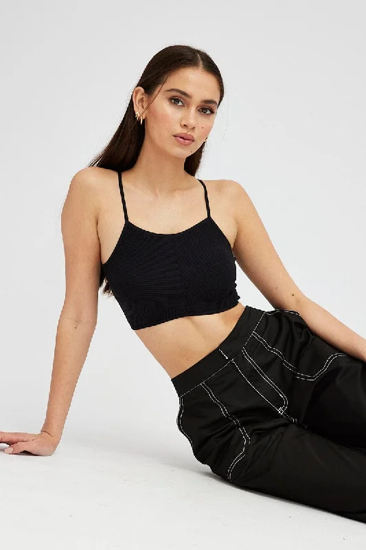 Black Bralette Seamless Minimalist Women's Casual