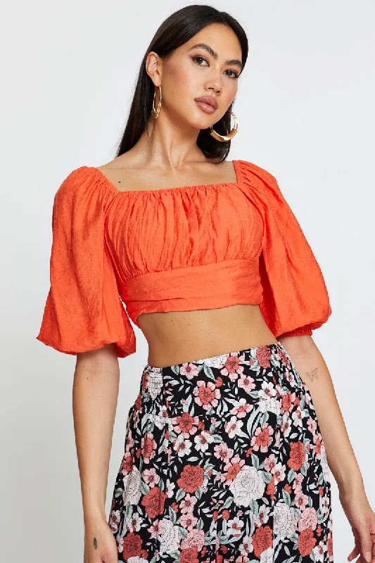 Red Crop Top Short Sleeve Tie Up Dapper Women's 1920S