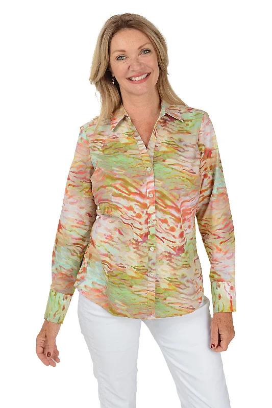 Mary Watercolor Zebra Button-Front Shirt