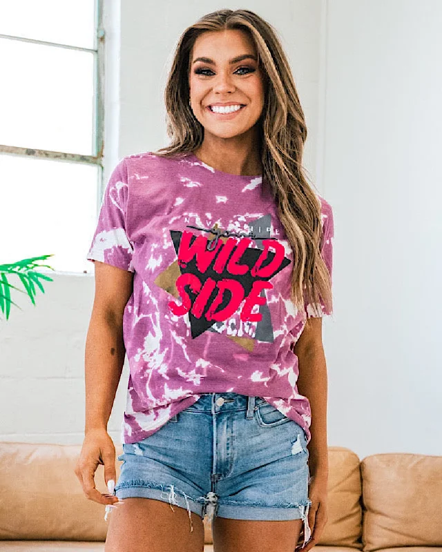 Wild Side Magenta Bleached Tee FINAL SALE Adventure