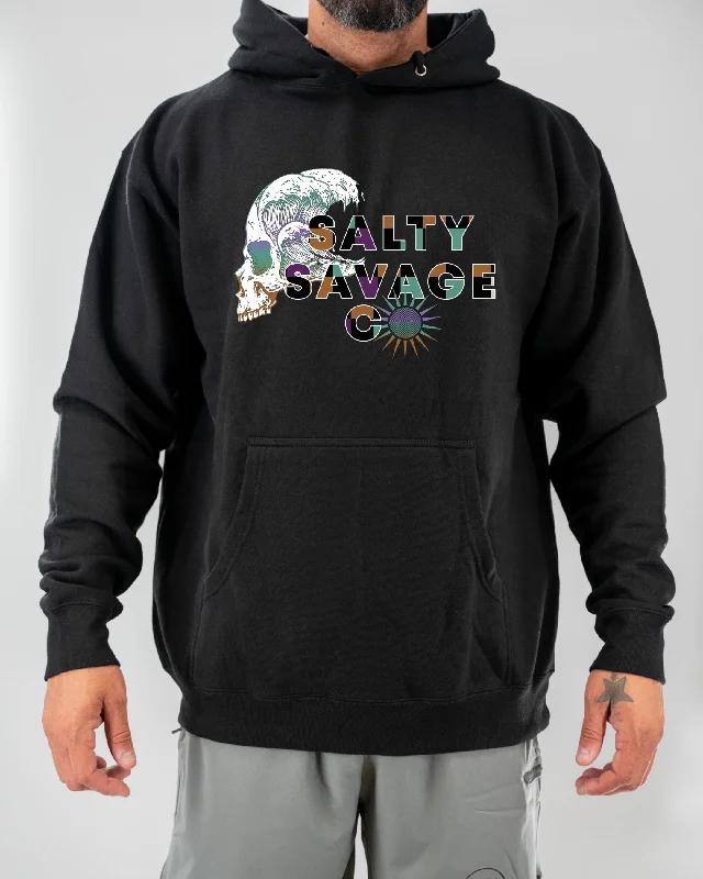 Salty Savage Unisex “Skull Wave” Hoodie | Black