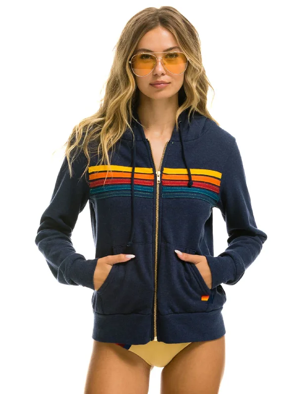 5 Stripe Zip Hoodie, Navy/Multi European