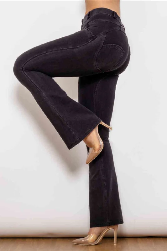 Buttoned Flare Jeans Casual Women's Japanese 
