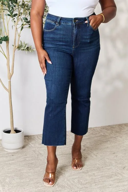 BAYEAS Full Size Raw Hem Straight Jeans Edgy Women's Punk