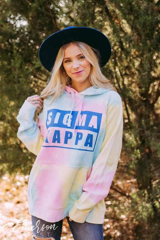Sigma Kappa Tie Dye Corduroy Hoodie Compression