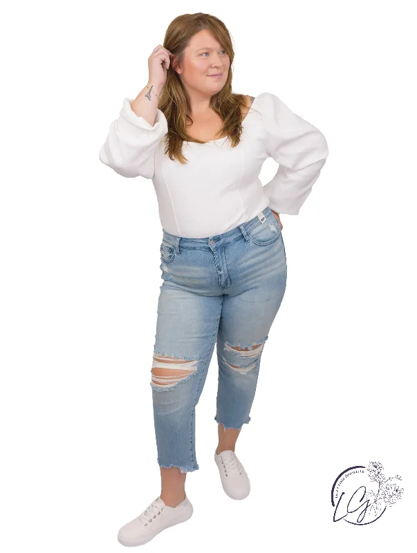 Curvy Dawson Mid-Rise Crop Straight Leg Jean By Judy Blue Hip Women's Urban