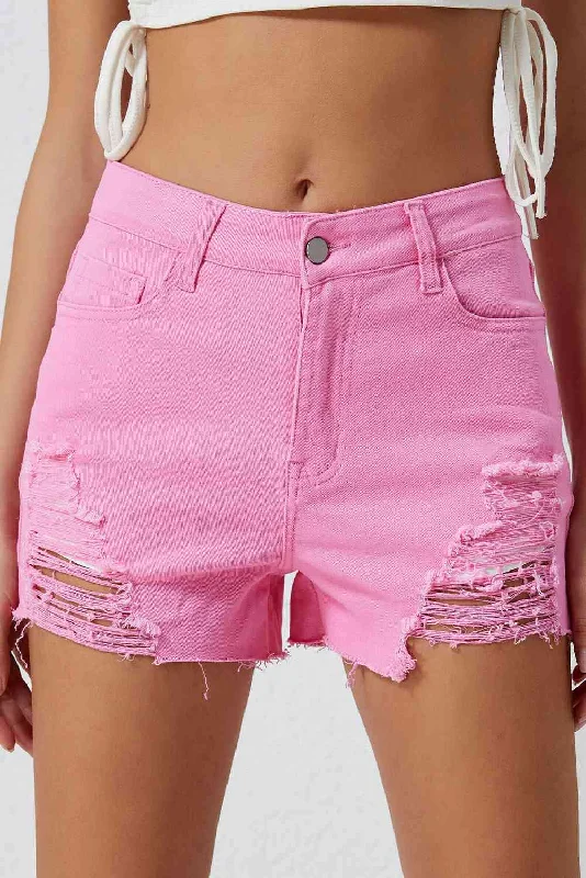 Distressed Denim Shorts Feminine Women's Style 