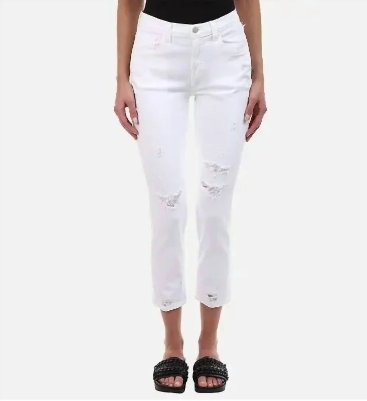 Sadey Classic Mid Rise Stretch Denim Skinny Jeans In White Sustainable Organic