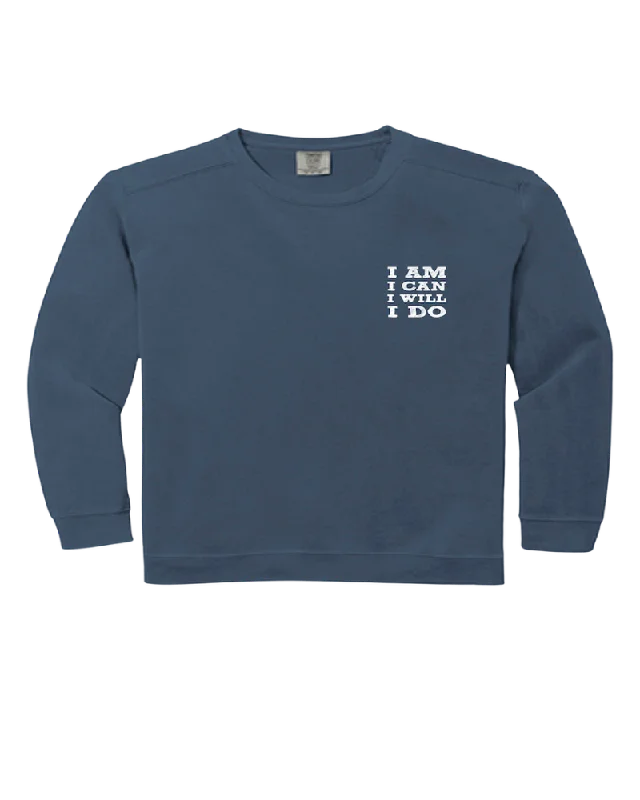 Crewneck Sweatshirt - Blue with Silver Foil Traditional Women's 