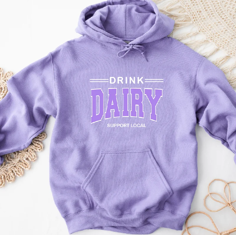 Drink Dairy Support Local PURPLE INK Hoodie (S-3XL) Unisex - Multiple Colors! Laid - back Women's Style
