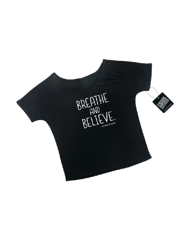 Breathe & Believe - Slouchy Tee - Black Casual Women's Japanese 