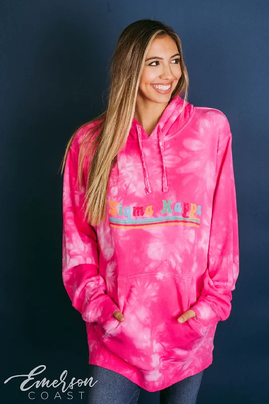 Sigma Kappa Multicolor Crystal Wash Hoodie Hip Women's Urban