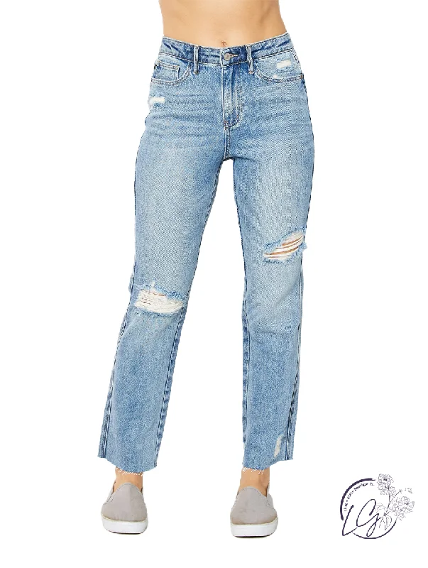 Dalia High Waist Distressed Straight  By Judy Blue Australian Beach