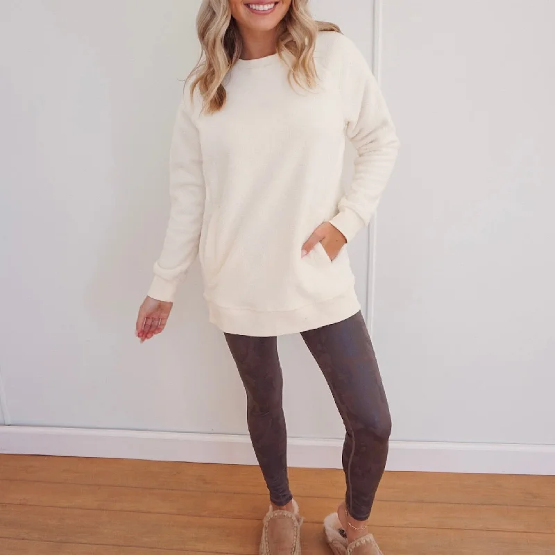 Natalie Fleece Pullover - Ivory Country