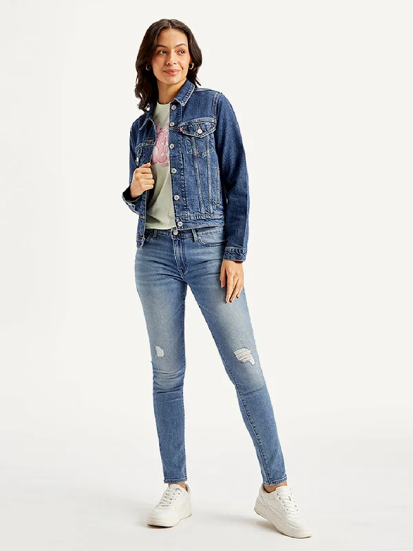 Women's Mid Rise 711 Blue Skinny Jeans Gym