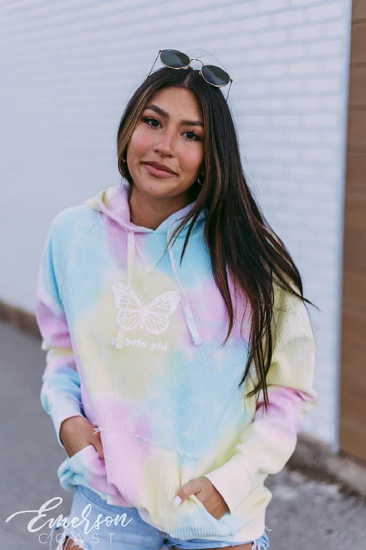Pi Phi Spring Tie Dye Corded Hoodie Vacation