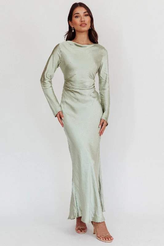 Loveland Cowl Back Midi Dress Sage Bohemian Women's Free