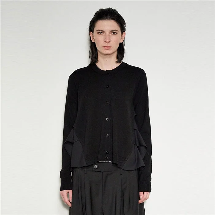 MeiMeiJ Black Contemporary Cardigan With Frill