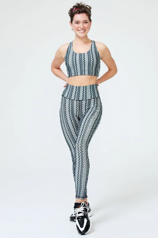 DuoKnit Leggings in Black and White Zig Zag