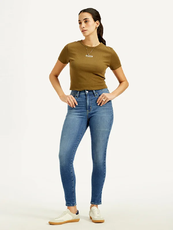 Women's High Rise 721 Skinny Blue Jeans Trendy Women's 