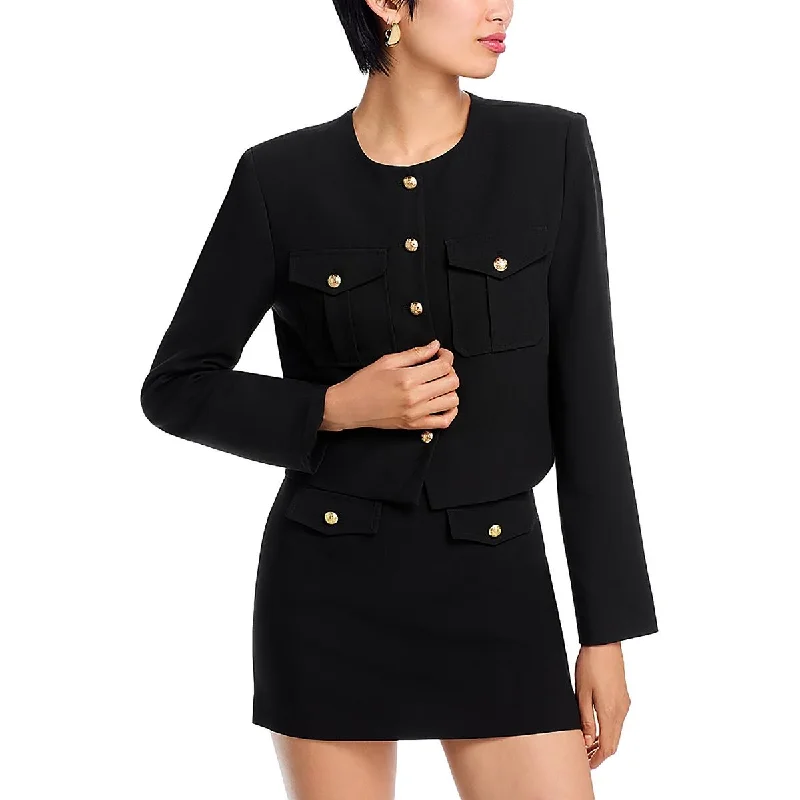 Womens Shoulder Pads Cropped Soft Shell Jacket