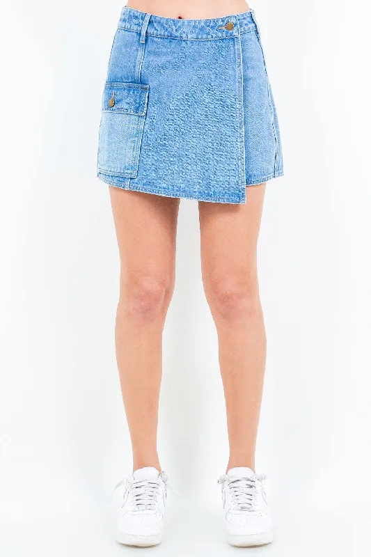 American Bazi Cargo Pocket Denim Skort Vintage Women's 1970S 