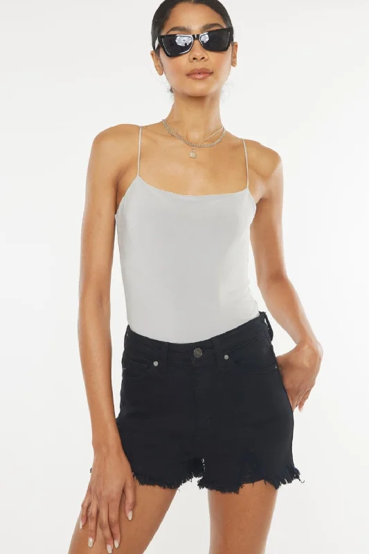 Kancan High Rise Raw Hem Denim Shorts Earthy Women's 