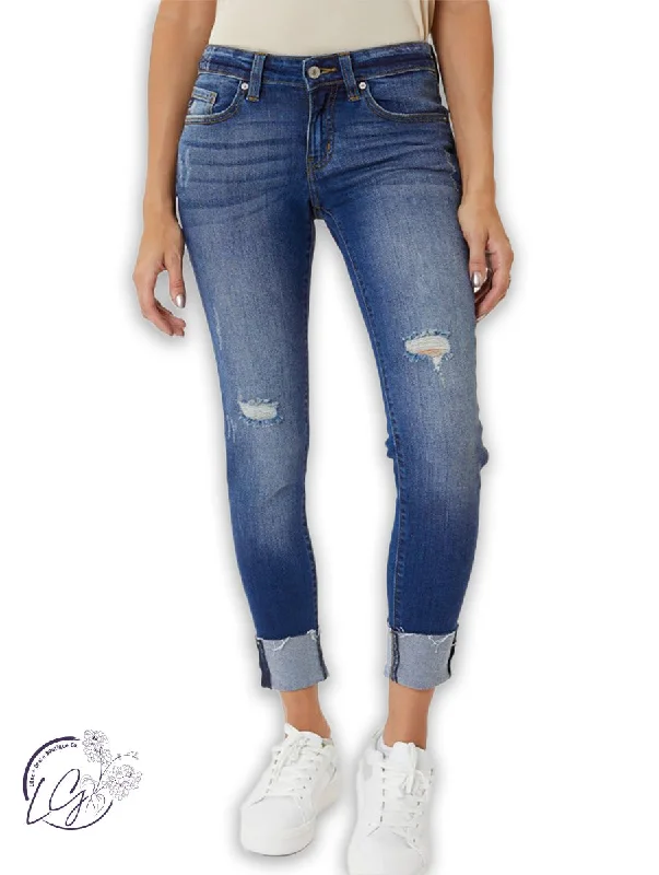 Kelly Low Rise Hem Detail Ankle Skinny By KanCan Laid - back Women's Style