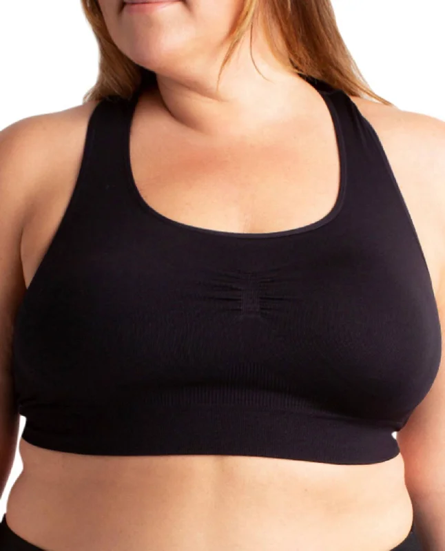 Plus Size Seamless Sports Bra In Black Relaxed Women's Beachy