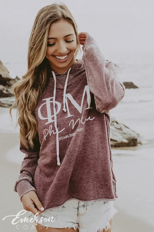 Phi Mu Simple Purple Hoodie Minimalist Women's Casual