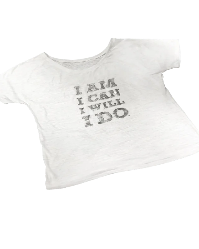 Slouchy Tshirt - White with Silver Foil Earthy Women's 