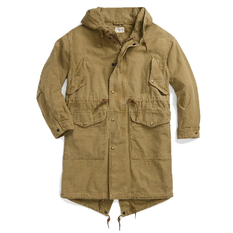 RRL by Ralph Lauren Womens Slub Sateen Parka Dark Khaki Minimalist Women's Casual