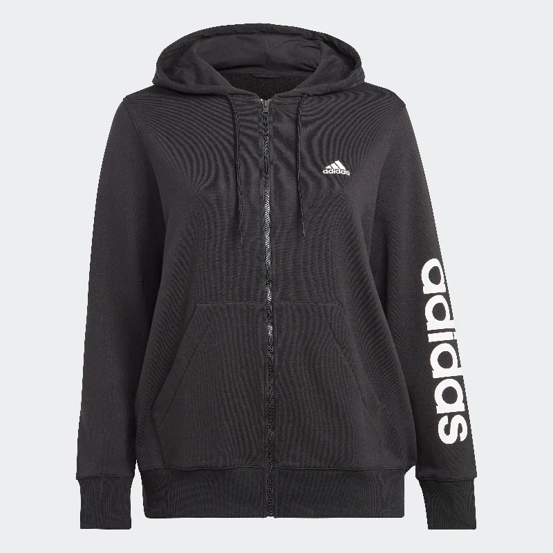 Women's adidas Essentials Linear Full-Zip French Terry Hoodie (Plus Size) Women