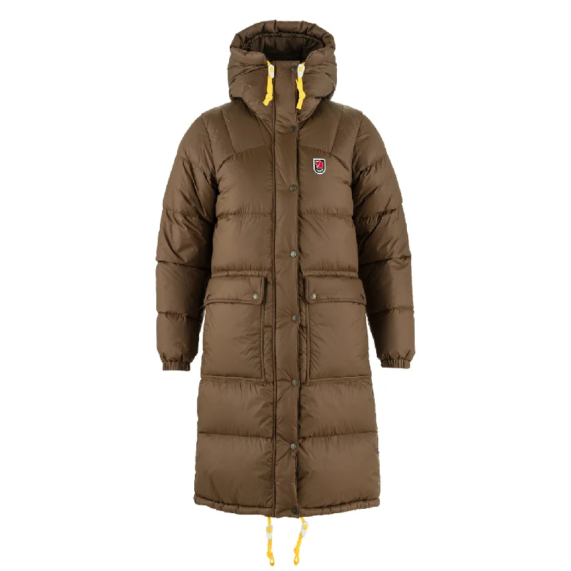 Fjallraven Womens Expedition Long Down Parka Dark Oak Earthy Women's Hemp - based