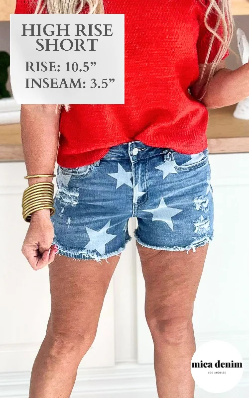 The American Flag Star Denim Short | MICA - Final Sale Stylish Women's Tropical 