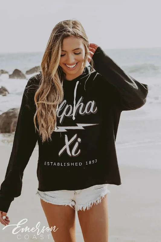 Alpha Xi Delta Lightning Bolt Hoodie Vintage Women's 1970S 